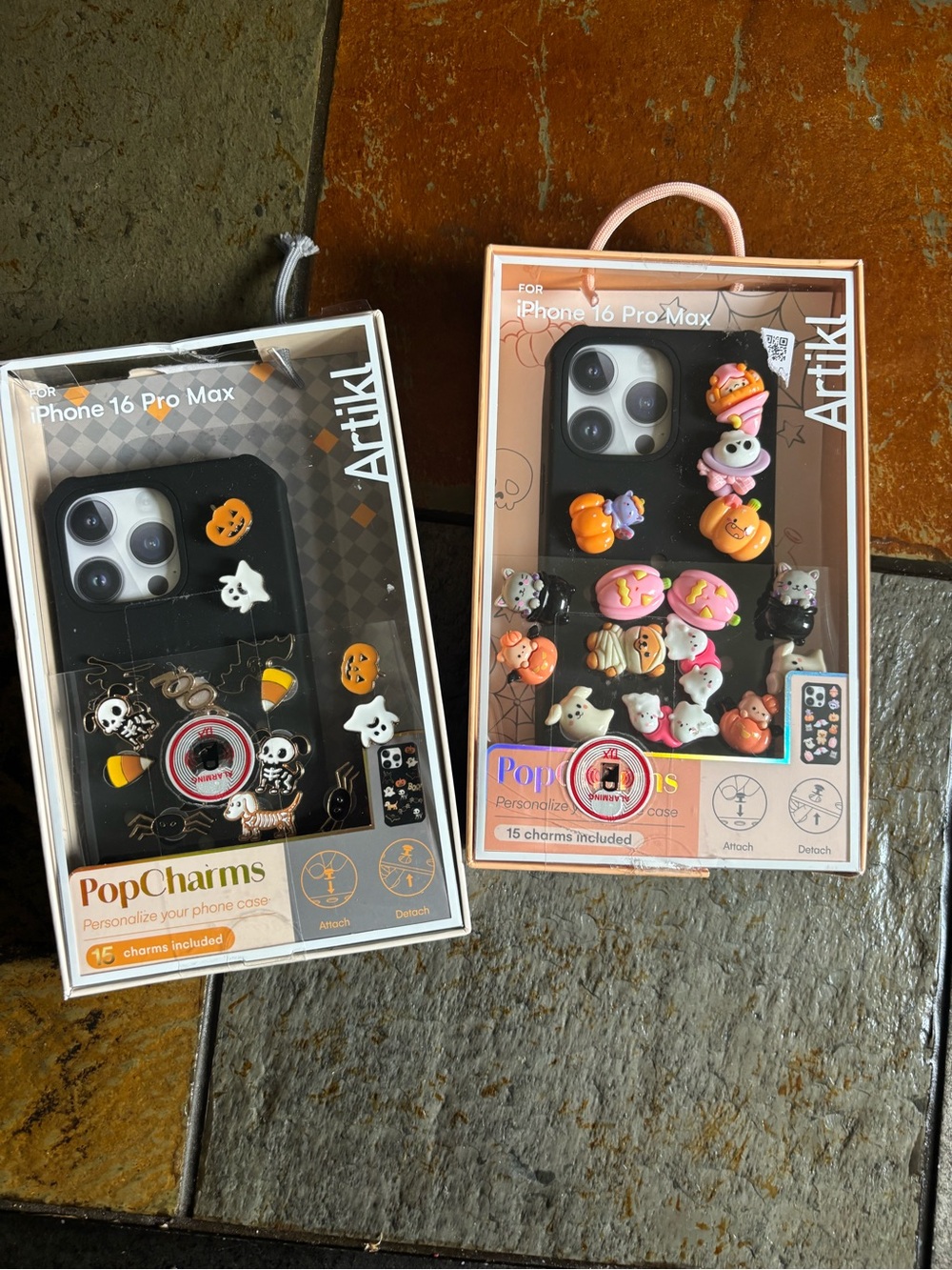 iPhone 16 pro max Halloween 30 pop charms and  case pumpkins ghost candy holiday